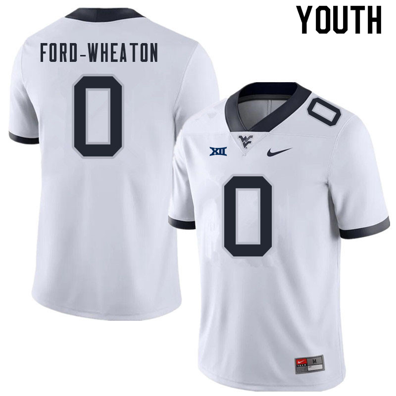 NCAA Youth Bryce Ford-Wheaton West Virginia Mountaineers White #0 Nike Stitched Football College Authentic Jersey OP23S01FJ
